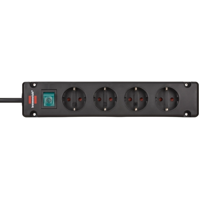 Разклонител 4x 2P+E стенен монтаж с ключ и кабел 1.5m Черен - Brennenstuhl Bremounta BS1150650114