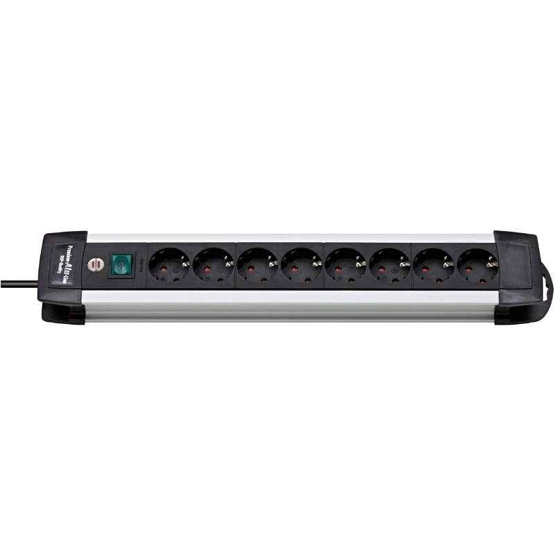 Разклонител 8x 2P+E Шуко Premium-Alu-Line корпус алуминий с ключ и кабел 3m Aлуминий