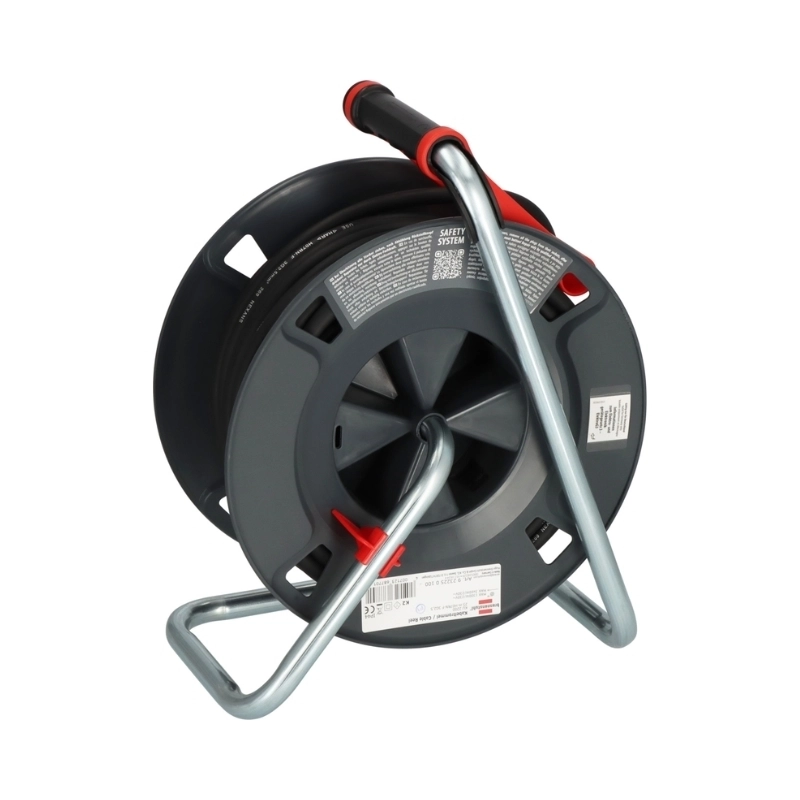 Кабелна макара Profi KU 25m IP44 3G2.5 H07RN-F 5x 2P+E Шуко със самозатварящи се капаци термозащита с индикатор Черен - Brennenstuhl Profi KU BS9232250100