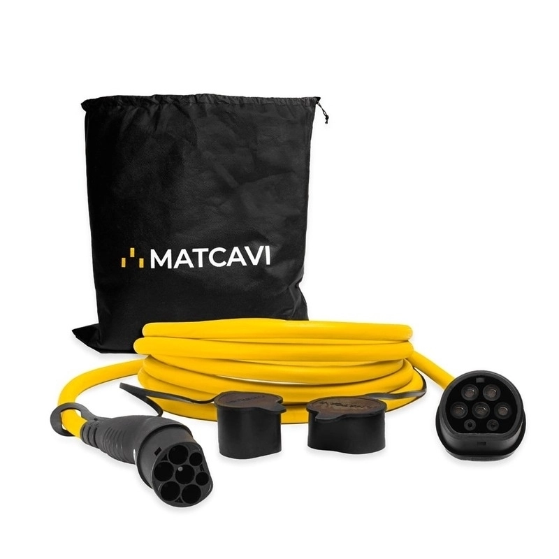 Кабел за зареждане трифазен Type 2 22 kW 5m. Жълт - Matcavi CCT32T2T2-5Y