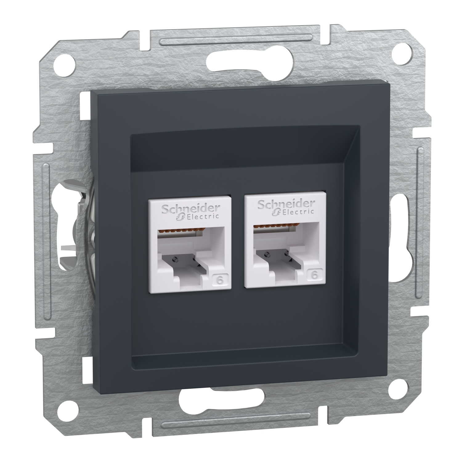 Розетка 2x RJ45 UTP Cat.6 без рамка Антрацит - SCHNEIDER ELECTRIC Asfora EPH4800171