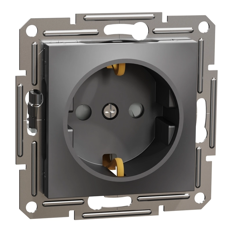 Контакт Шуко с детска защита 16A без рамка Антрацит - SCHNEIDER ELECTRIC Asfora EPH2900271