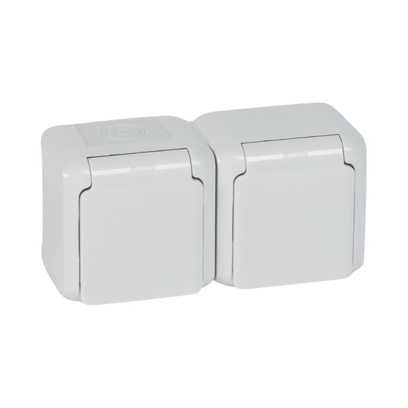 Блок двоен контакт Френски стандарт 16А IP44 Сив - Legrand Forix 782397
