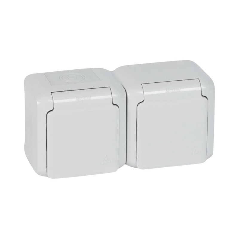 Блок двоен контакт Френски стандарт 16А IP44 Сив - Legrand Forix 782397