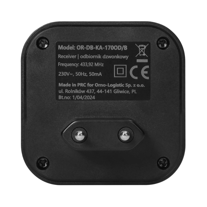 Звънец 230V 80dB Черен - ORNO ATEL AC OR-DB-KA-170/B
