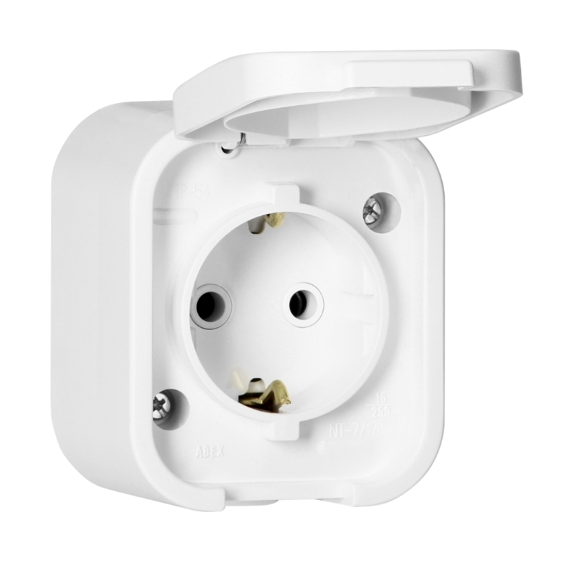 Контакт шуко ОМ 2P+E 16A IP54 Бял - Orno Series B2 OR-OE-7805(GS)/W