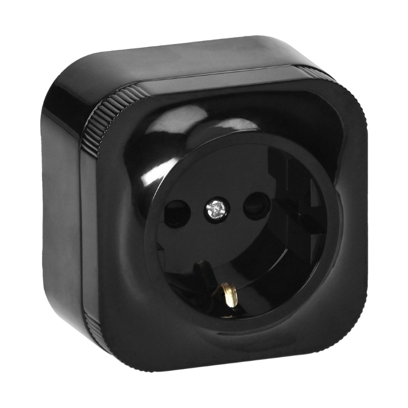 Контакт Шуко 2P+E ОМ 16A Черен - Orno ToDo OR-OE-7205(GS)/B