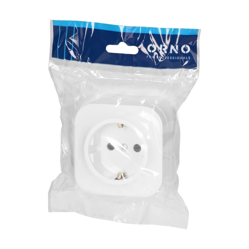 Контакт Шуко 2P+E ОМ 16A Бял - Orno ToDo OR-OE-7205(GS)/W