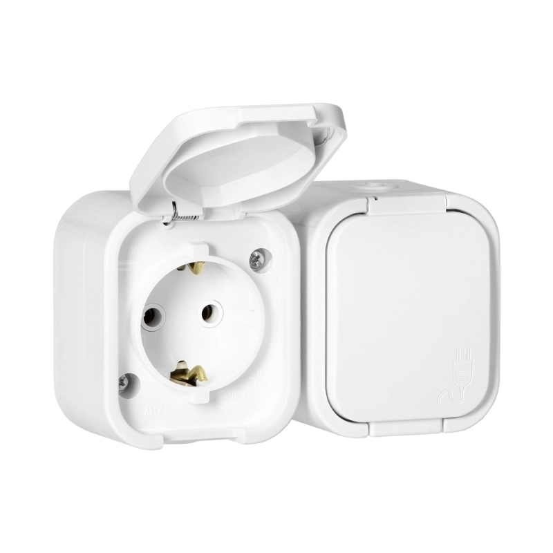 Контакт Шуко двоен ОМ 2x 2P+E 16A IP54 Бял - Orno Series B2 OR-OE-7806(GS)/W