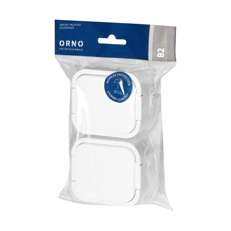 Контакт Шуко двоен ОМ 2x 2P+E 16A IP54 Бял - Orno Series B2 OR-OE-7806(GS)/W