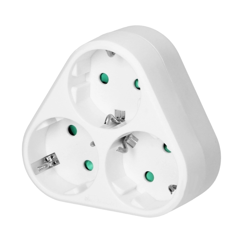Адаптер за контакт 3x 2P+E Шуко Бял - Orno OR-AE-13178(GS)