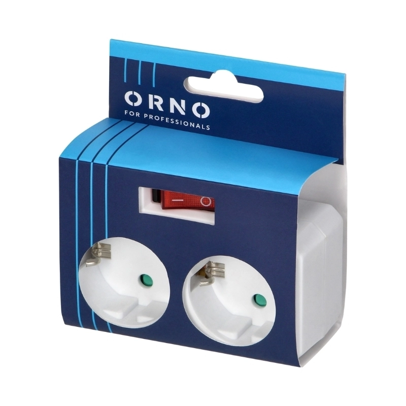 Адаптер за контакт 2x 2P+E Шуко с ключ I/O Бял - Orno OR-AE-13187(GS)