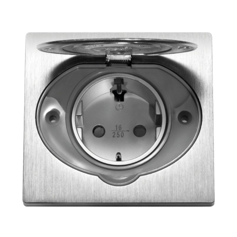Контакт Шуко 2P+E за вграждане с капак Ф60mm IP44 Стомана - Orno Hermetic electrical socket OR-AE-1397(GS)