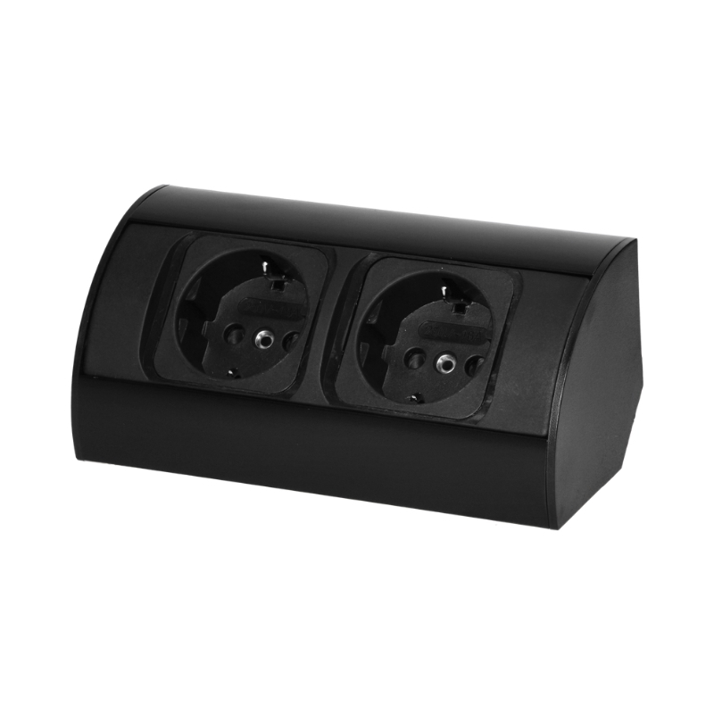 Разклонител за мебел ъглов 2x 2P+E Шуко с кабел 0.6m Черен - Orno OR-AE-1303(GS)/B