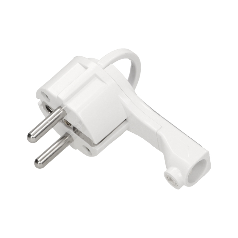 Щепсел плосъл 2P+Z 16A с ринг за кабел под 90° Бял - Orno OR-AE-1379/W