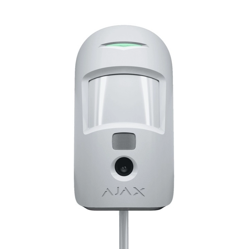 Жичен PIR детектор с визуална верификация на алармата (при поискване) и имунитет към домашни любимци - 20 кг/50 см - AJAX MotionCam PhOD 53772.169.WH1