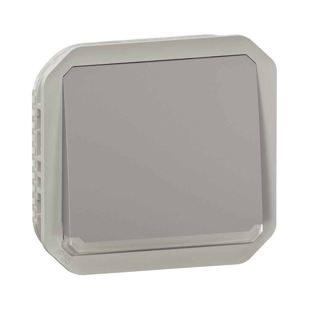 Бутон 10А с подсветка LED 230VA механизъм IP55 Сив  - Legrand Plexo New 069542L