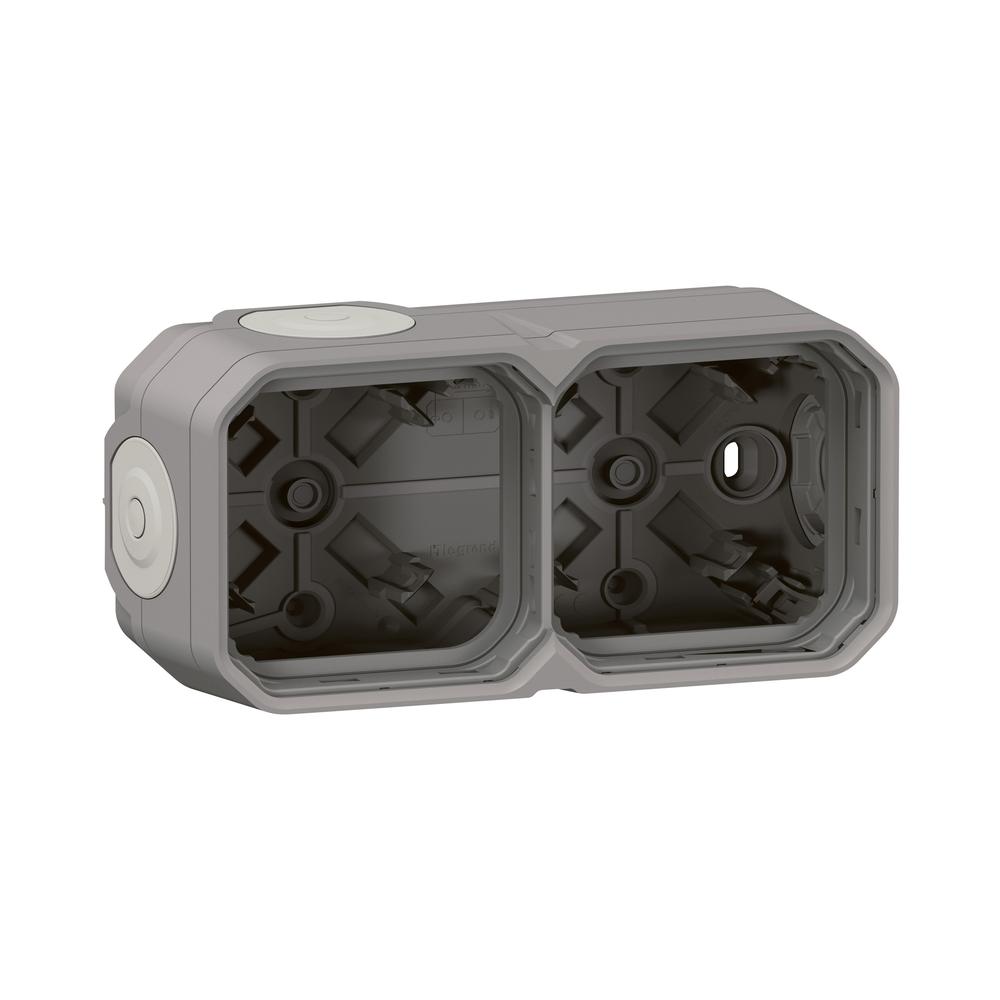 Кутия 2x ОМ с гумени щуцери IP55 Сив  - Legrand Plexo New 069672L