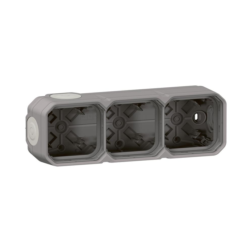 Кутия 3x ОМ с гумени щуцери IP55 Сив  - Legrand Plexo New 069680L