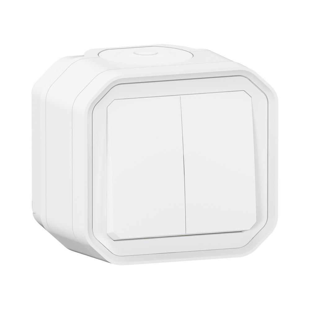 Сериен ключ/бутон 10А ОМ моноблок IP55 Бял - Legrand Plexo New 069755L