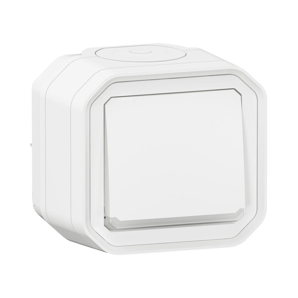 Бутон моноблок 10A с подсветка LED 230VA IP55 Бял - Legrand Plexo New 069762L