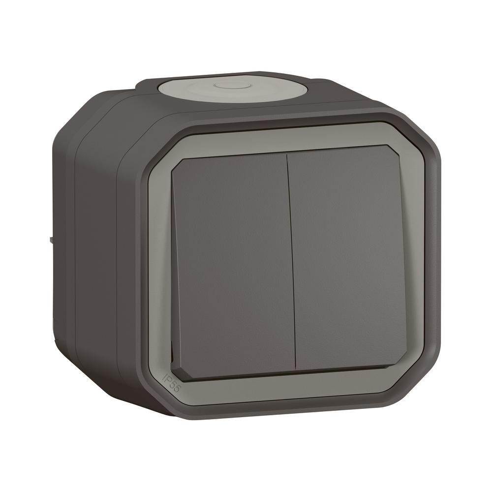 Сериен ключ/бутон 10А ОМ моноблок IP55 Антрацит - Legrand Plexo New 069775L