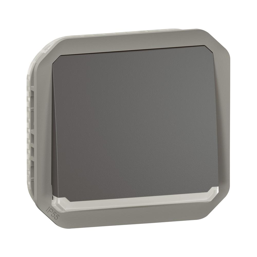 Бутон 10А с подсветка LED 230VA механизъм IP55 Антрацит  - Legrand Plexo New 069813L