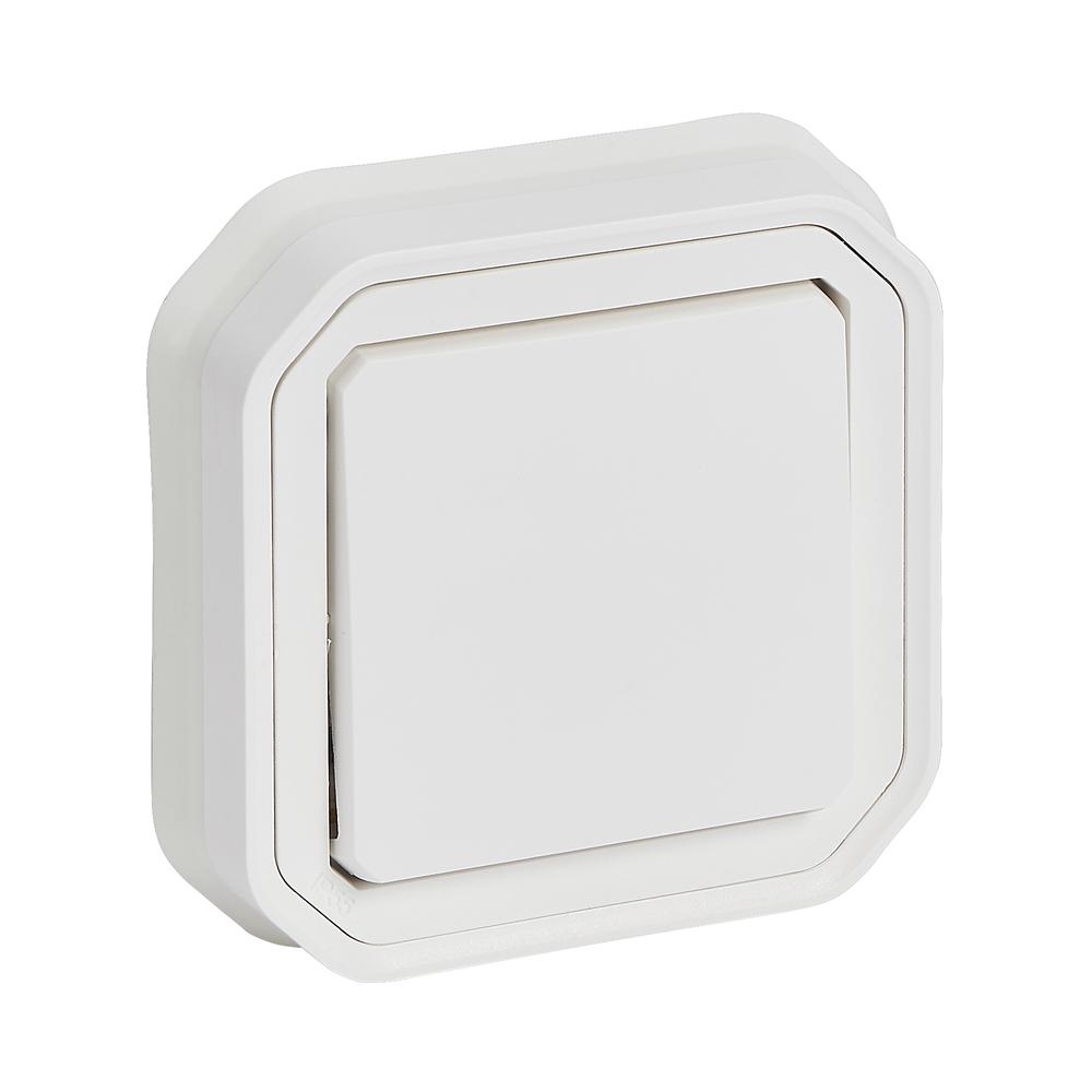 Девиаторен ключ 10А моноблок скрит монтаж със скоби IP55 Бял - Legrand Plexo New 069852L