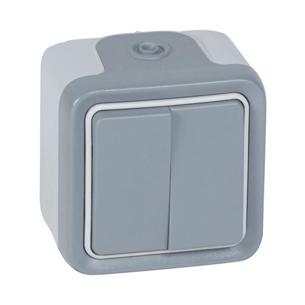 Сериен девиаторен ключ ОМ моноблок IP55 Сив /до изчерпване/ - Legrand Plexo 69715