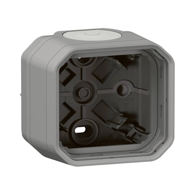 Кутия 1x ОМ с 2 гумени щуцера IP55 Сив  - Legrand Plexo New 069651L
