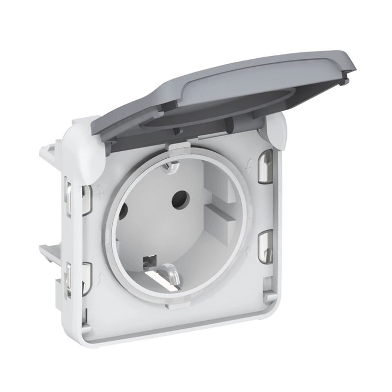 Контакт шуко механизъм 16A за вграждане IP55 Сив /до изчерпване/ - Legrand Plexo 69571