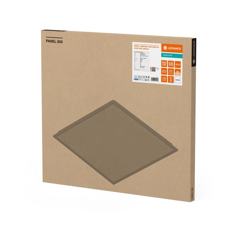 LED панел Compact 600 33W 3600lm 4000K UGR<19 IP40/IP20 ON/OFF Value - LEDVANCE PANEL COMPACT 600 UGR<19 LED017223