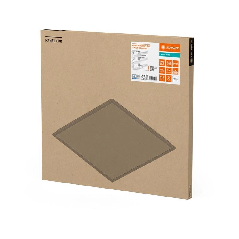 LED панел Compact 600 33W 3630lm 4000K Ra>80 IP40/IP20 ON/OFF бял, value - LEDVANCE PANEL COMPACT 600 LED017902