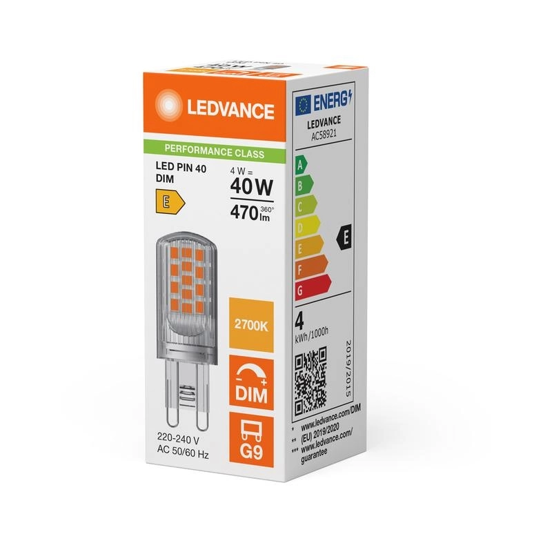 LED лампа Тип PIN 4W 470lm 2700K 220…240 V G9 Ra≥80 320°, димируема - LEDVANCE LED PIN G9 DIM P LED248818