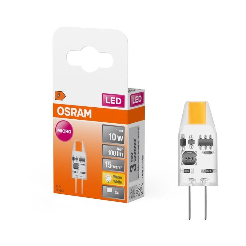 LED лампа Тип PIN MICRO 1W 100lm 2700K 12 V G4 Ra≥80 300°, недимируема - LEDVANCE LED PIN MICRO 12 V LED523098
