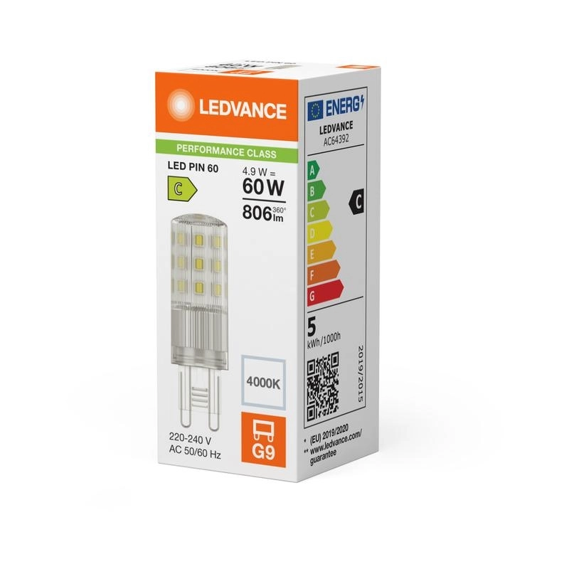 LED лампа Тип PIN 4,9W 806lm 4000K 220V G9 Ra≥80, недимируема - LEDVANCE LED PIN G9 P LED840584