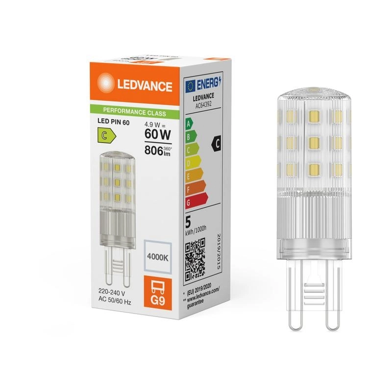 LED лампа Тип PIN 4,9W 806lm 4000K 220V G9 Ra≥80, недимируема - LEDVANCE LED PIN G9 P LED840584