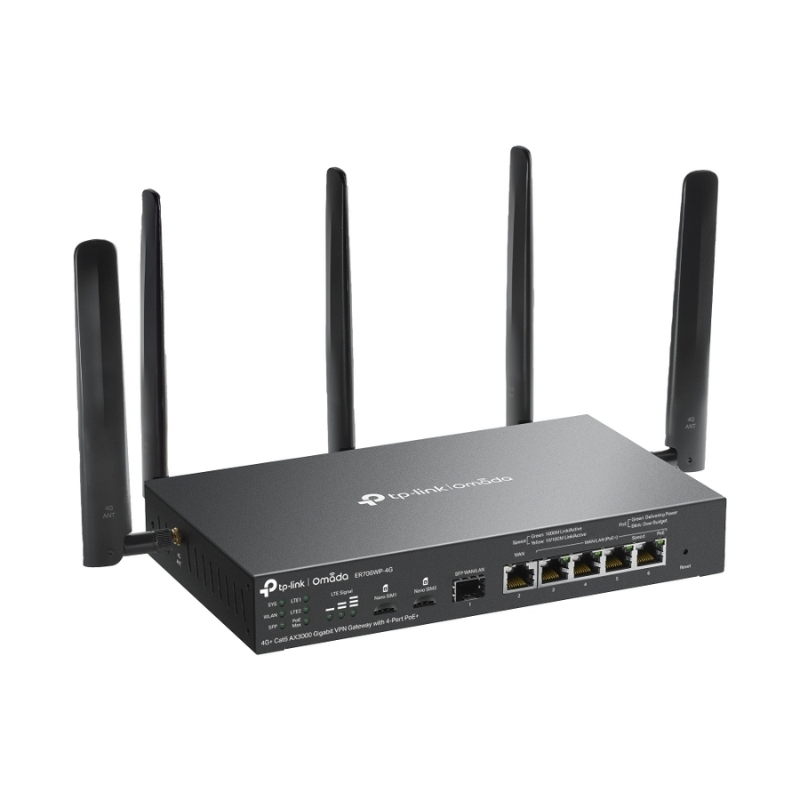 4G+ Cat6 AX3000 Gigabit VPN Gateway with 4-Port PoE+ Omada by TP-Link ER706WP-4G