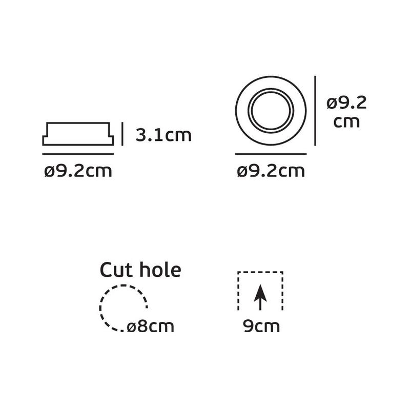 Кръгла луна, насочваема, за LED крушка GU10, 240V, IP20,ø9.2x3.1cm, черен - VL LED VK/03113G/B