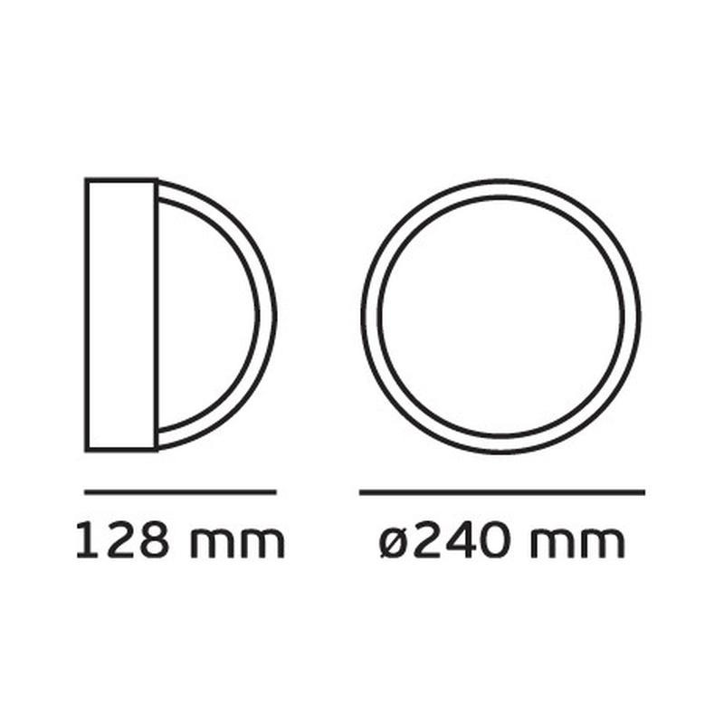 VK/01014/B  Плафониера за max 1x60W E27 IP44, AL+glass, цвят черен, р-ри Ø240x128mm - VL LED VK/01014/B
