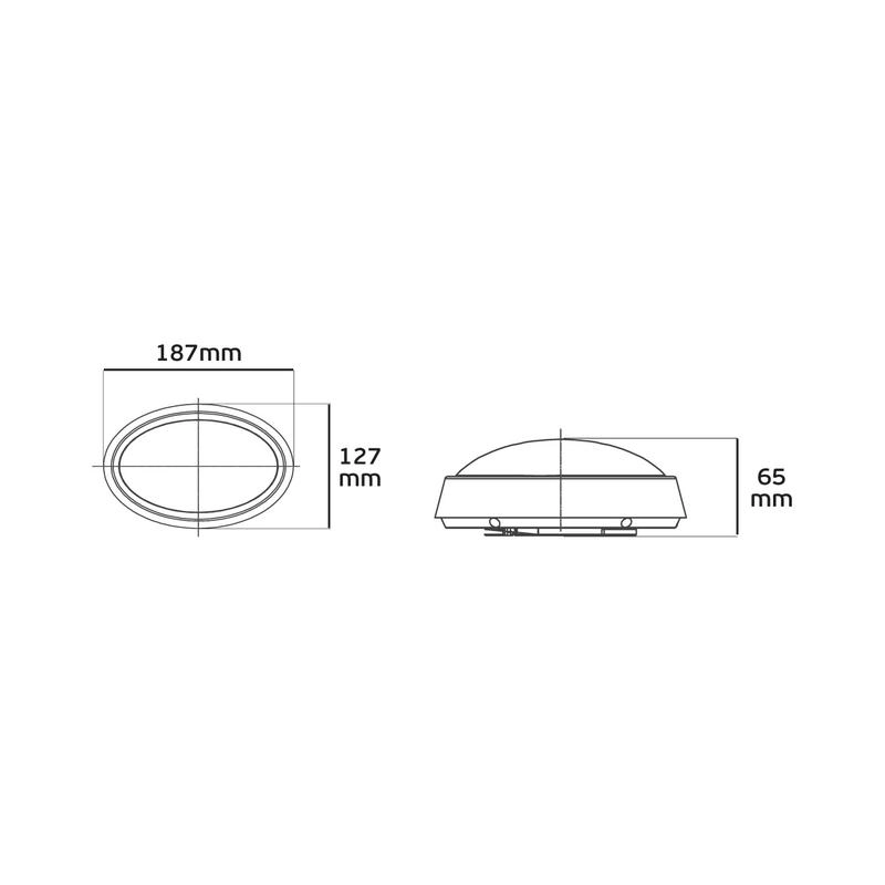 LED плафон-овал 8W 4000K, IP64, черен - VL LED VK/02162/B/C