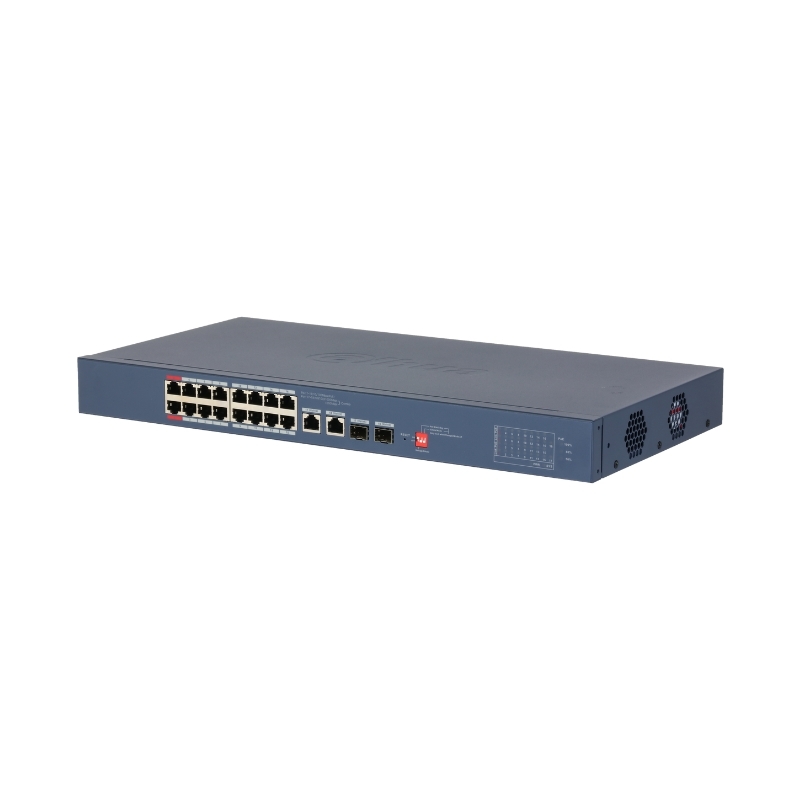 18 портов суич 16 PoE порта, 2 RJ45/SFP Gigabit combo - DAHUA CS4218-16ET-135