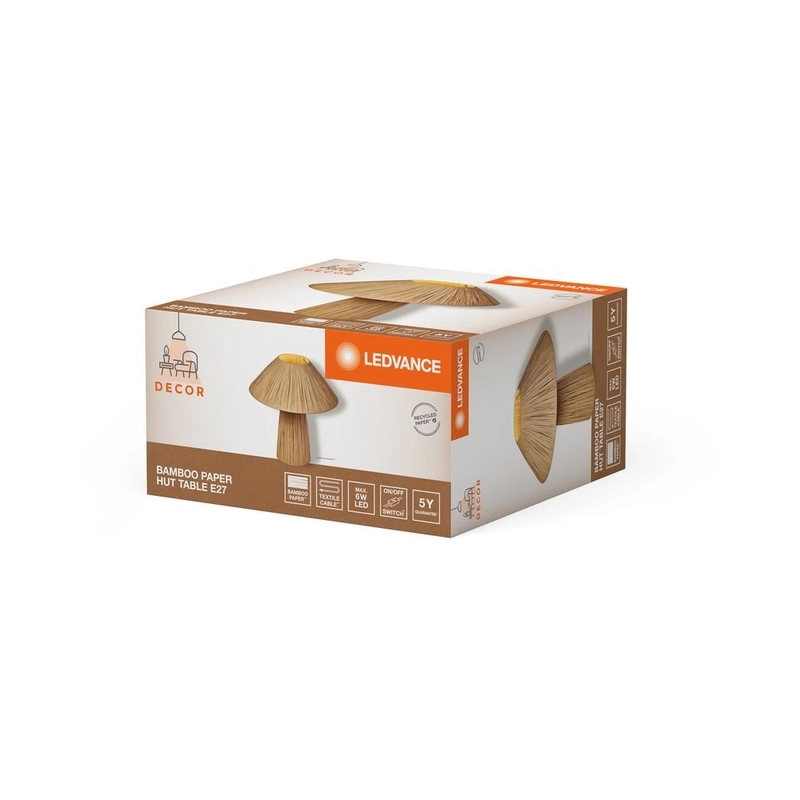 Декоративен осветител модел Bamboo Paper Hut, за маса, 1XE27, кафяв - LEDVANCE LED840607