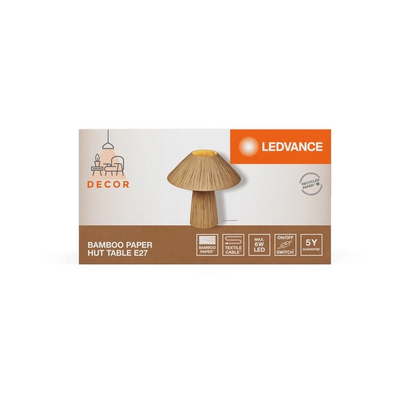 Декоративен осветител модел Bamboo Paper Hut, за маса, 1XE27, кафяв - LEDVANCE LED840607
