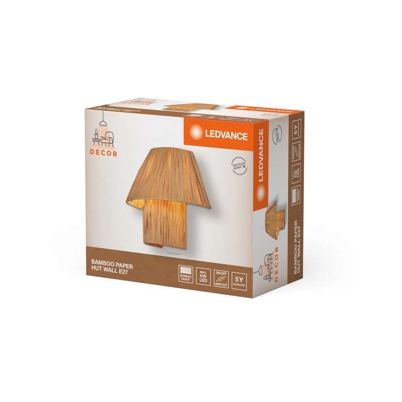 Декоративен осветител модел Bamboo Paper Hut, за стена, 1XE27, кафяв - LEDVANCE LED840621