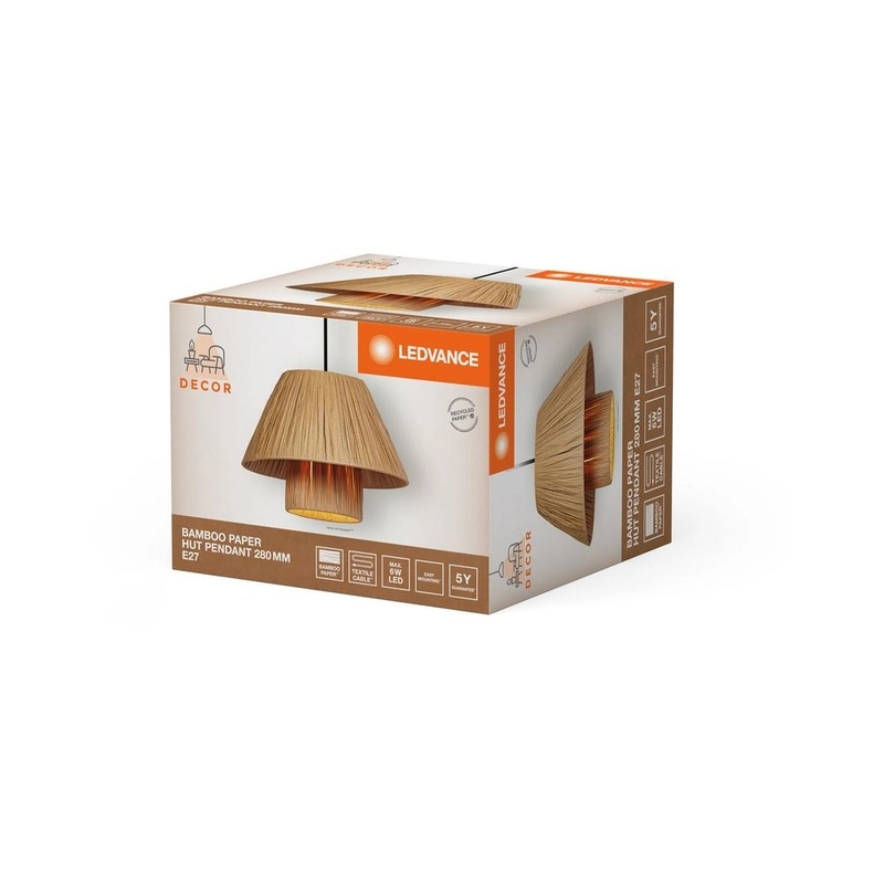 Декоративен осветител модел Bamboo Paper Hut, висящ, 280, E27, кафяв - LEDVANCE LED840645