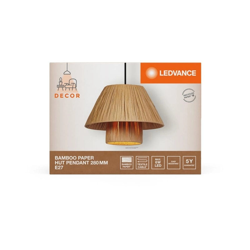 Декоративен осветител модел Bamboo Paper Hut, висящ, 280, E27, кафяв - LEDVANCE LED840645