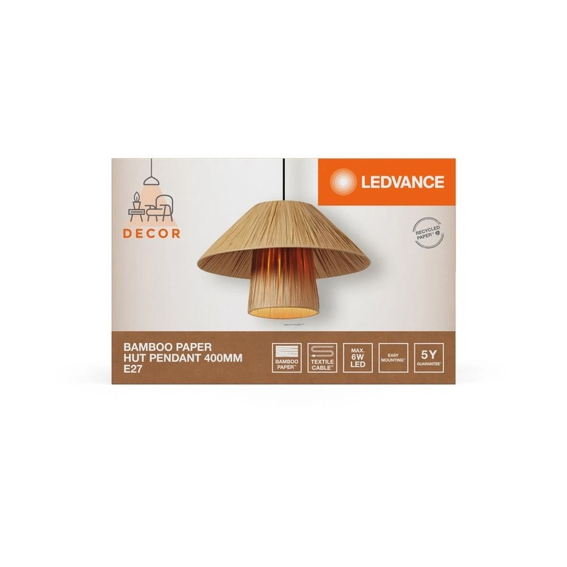 Декоративен осветител модел Bamboo Paper Hut, висящ, 400, E27, кафяв - LEDVANCE LED840669