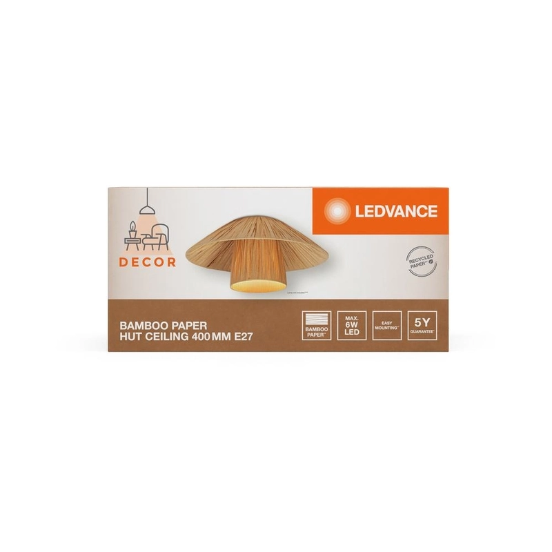 Декоративен осветител модел Bamboo Paper Hut, за таван, 400, E27, кафяв - LEDVANCE LED840683