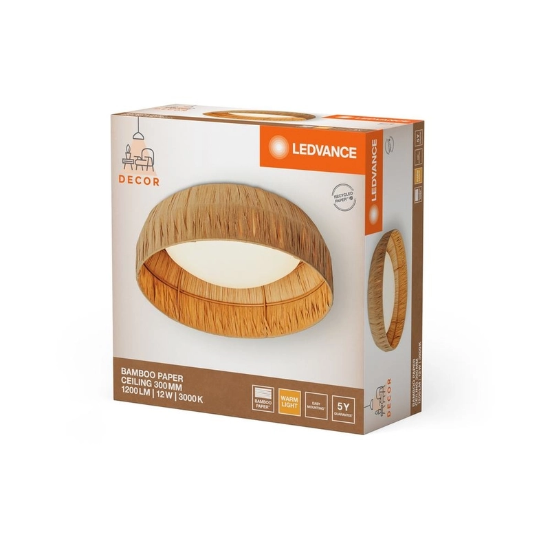 Декоративен осветител модел Bamboo Paper, за таван, 300, 12W, 400lm, 3000К, Ra>80, кафяв - LEDVANCE LED840706